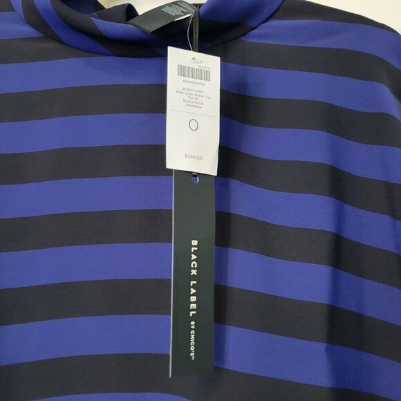 NWT Chico's Black Label Miter Stripe Top Blouse Black & Royal Blue Size S (0) - Picture 3 of 13